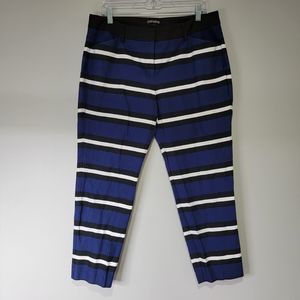 Express Editor Blue/Black/White  striped Ankle Pants Size 12R‎